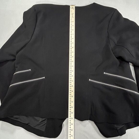 Torrid Blazer Women's Black 2 2X Open Front Shoulder Pads Faux Pockets Jacket - Picture 5 of 13